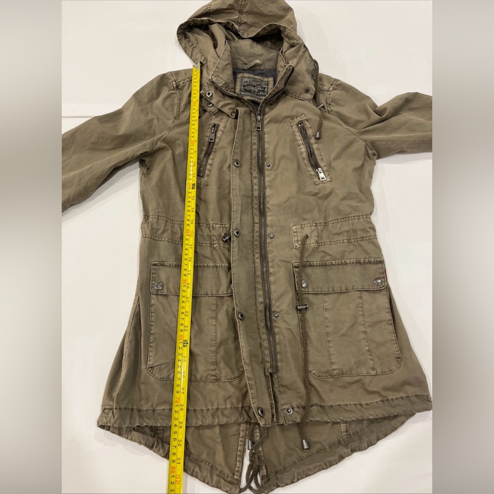 SOLD Levi's Army Jacket Womens M Green Hooded Field Chore Military Utility Coat - Picture 11 of 16